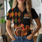Turkey Golf Shirt, Funny Thanksgiving Golf Top, Custom Team Name Shirt
