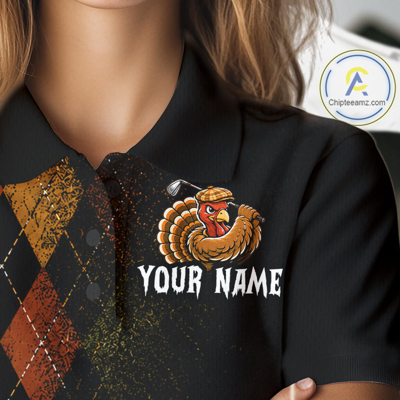 Turkey Golf Shirt, Funny Thanksgiving Golf Top, Custom Team Name Shirt
