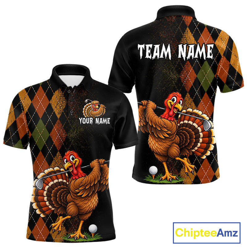 Turkey Golf Shirt, Funny Thanksgiving Golf Top, Custom Team Name Shirt
