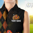 Turkey Sleeveless Golf Shirt, Funny Thanksgiving Golf Top, Custom Team Name Shirt