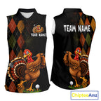 Turkey Sleeveless Golf Shirt, Funny Thanksgiving Golf Top, Custom Team Name Shirt