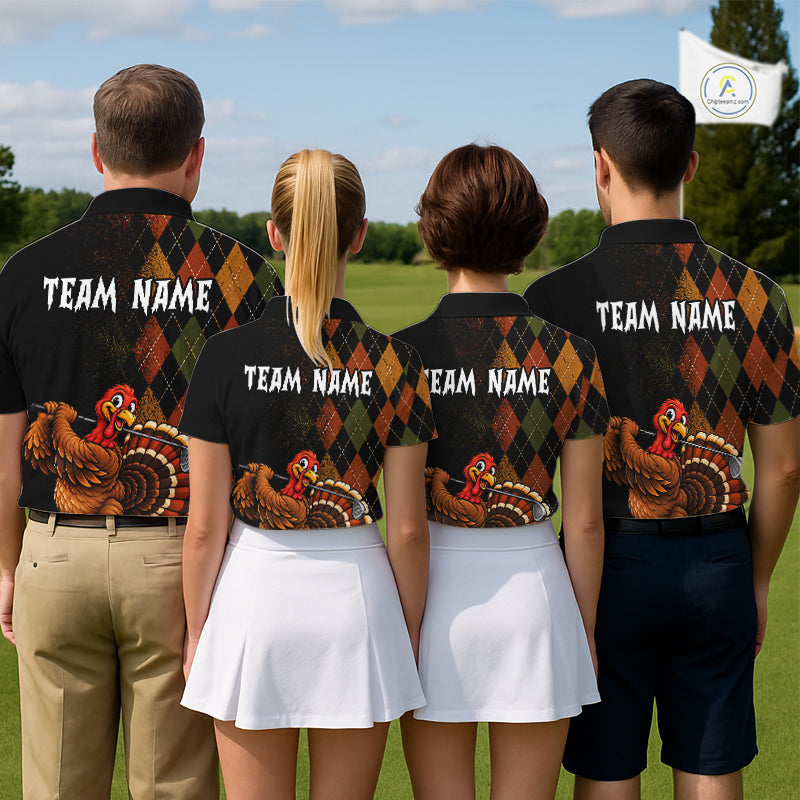 Turkey Golf Shirt, Funny Thanksgiving Golf Top, Custom Team Name Shirt