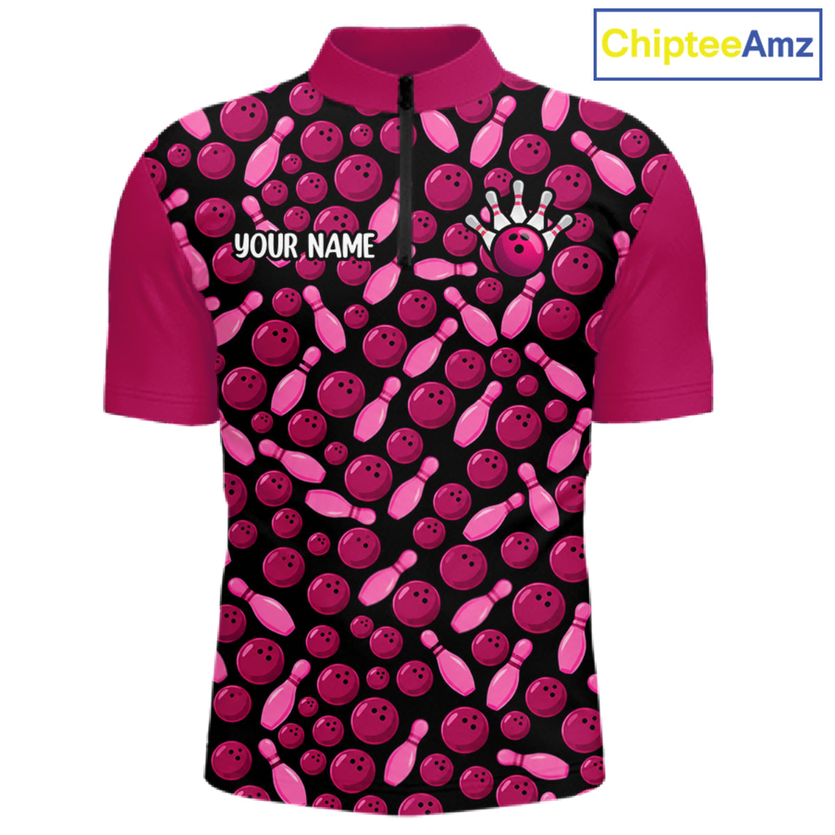 Breast Cancer Awareness Pink Ribbon Bowling Polo Shirt Custom USA Flag Team Tournament Jersey