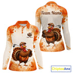 Thanksgiving Turkey Golf Polo Shirt Custom Name, Personalized Autumn Golf Team Polo