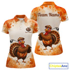 Thanksgiving Turkey Golf Polo Shirt Custom Name, Personalized Autumn Golf Team Polo