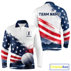 's Patriotic Golf Polo Shirt – USA Flag Golf Apparel, Red White Blue Performance Polo