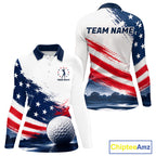 's Patriotic Golf Polo Shirt – USA Flag Golf Apparel, Red White Blue Performance Polo