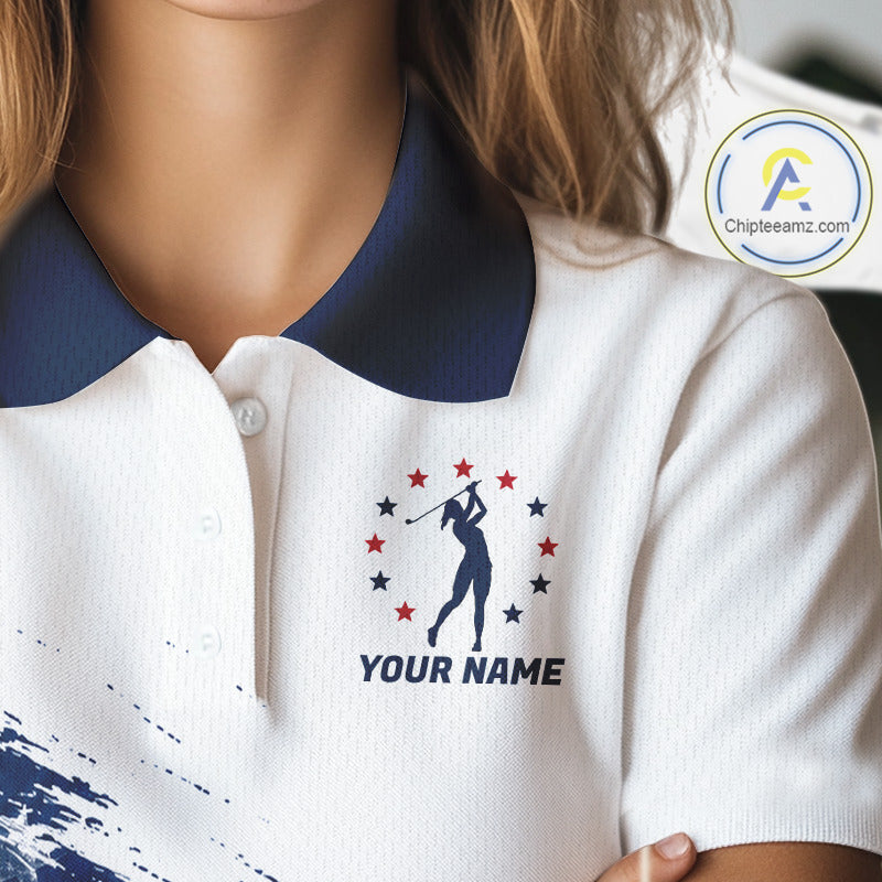 's Patriotic Golf Polo Shirt – USA Flag Golf Apparel, Red White Blue Performance Polo