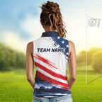 's Sleeveless Patriotic Golf Polo Shirt – USA Flag Golf Apparel, Red White Blue Performance Polo
