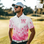 Breast Cancer Awareness Butterfly Golf Polo Shirt Custom Pink Ribbon Team Jersey