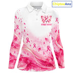 Breast Cancer Awareness Butterfly Golf Polo Shirt Custom Pink Ribbon Team Jersey