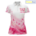 Breast Cancer Awareness Butterfly Golf Polo Shirt Custom Pink Ribbon Team Jersey