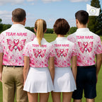 Breast Cancer Awareness Butterfly Golf Polo Shirt Custom Pink Ribbon Team Jersey