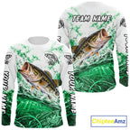 Green Ocean Water Bass Fishing Shirt Long Sleeve Custom Outdoor Sports Performance Jersey