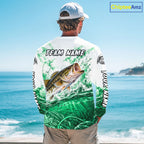 Green Ocean Water Bass Fishing Shirt Long Sleeve Custom Outdoor Sports Performance Jersey