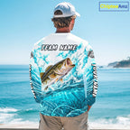 Turquoise Ocean Water Bass Fishing Shirt Custom Outdoor Sports Performance Jersey