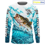 Turquoise Ocean Water Bass Fishing Shirt Custom Outdoor Sports Performance Jersey