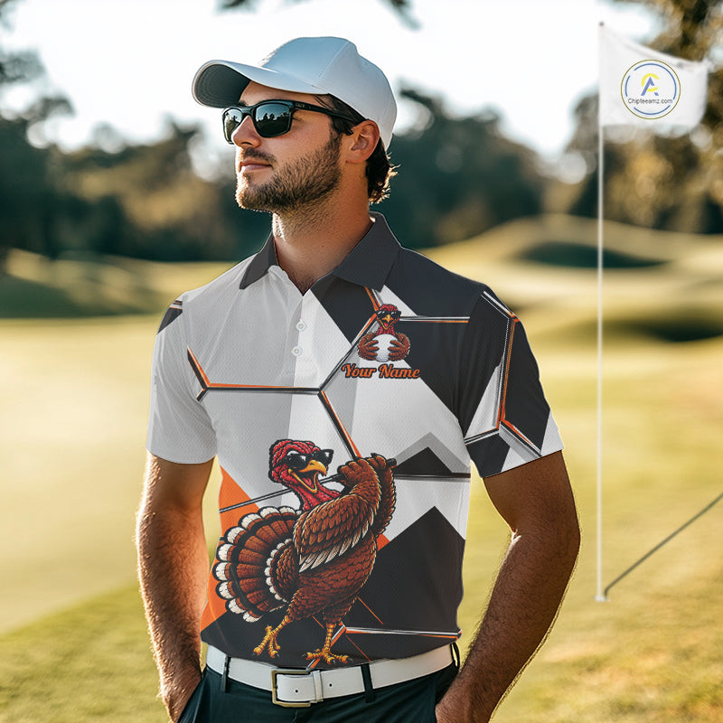 Personalized Thanksgiving Golf Shirt, Funny Team Golf Apparel, Custom Turkey Golf Polo Shirt