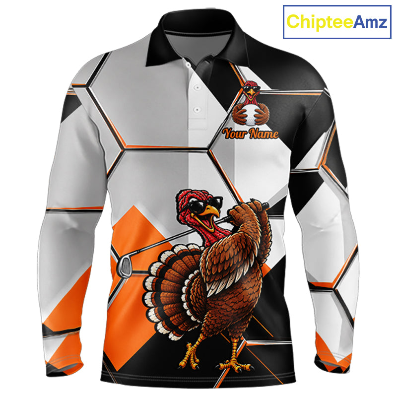 Personalized Thanksgiving Golf Shirt, Funny Team Golf Apparel, Custom Turkey Golf Polo Shirt