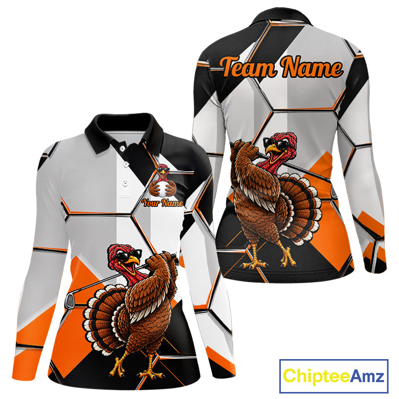 Personalized Thanksgiving Golf Shirt, Funny Team Golf Apparel, Custom Turkey Golf Polo Shirt