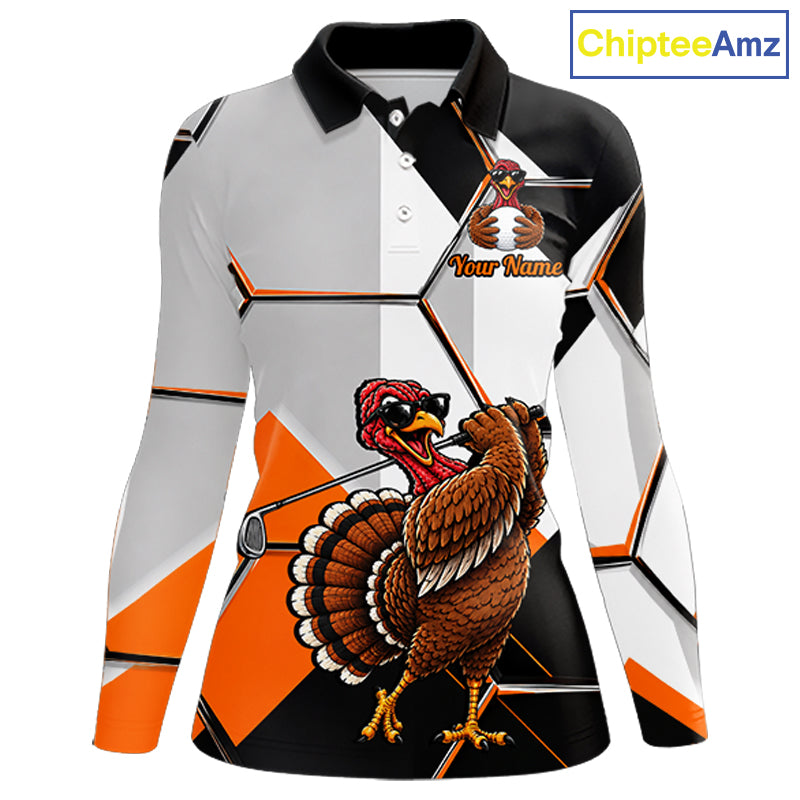 Personalized Thanksgiving Golf Shirt, Funny Team Golf Apparel, Custom Turkey Golf Polo Shirt