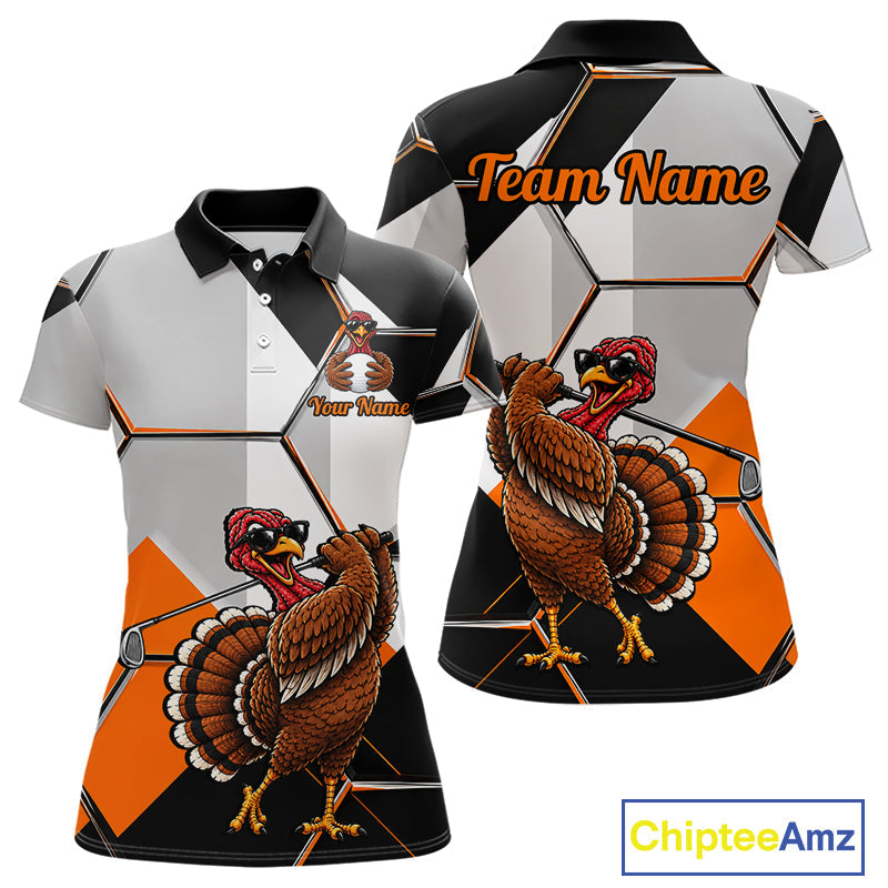 Personalized Thanksgiving Golf Shirt, Funny Team Golf Apparel, Custom Turkey Golf Polo Shirt