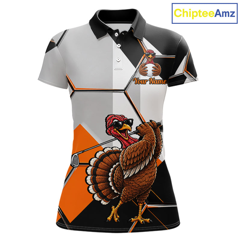Personalized Thanksgiving Golf Shirt, Funny Team Golf Apparel, Custom Turkey Golf Polo Shirt