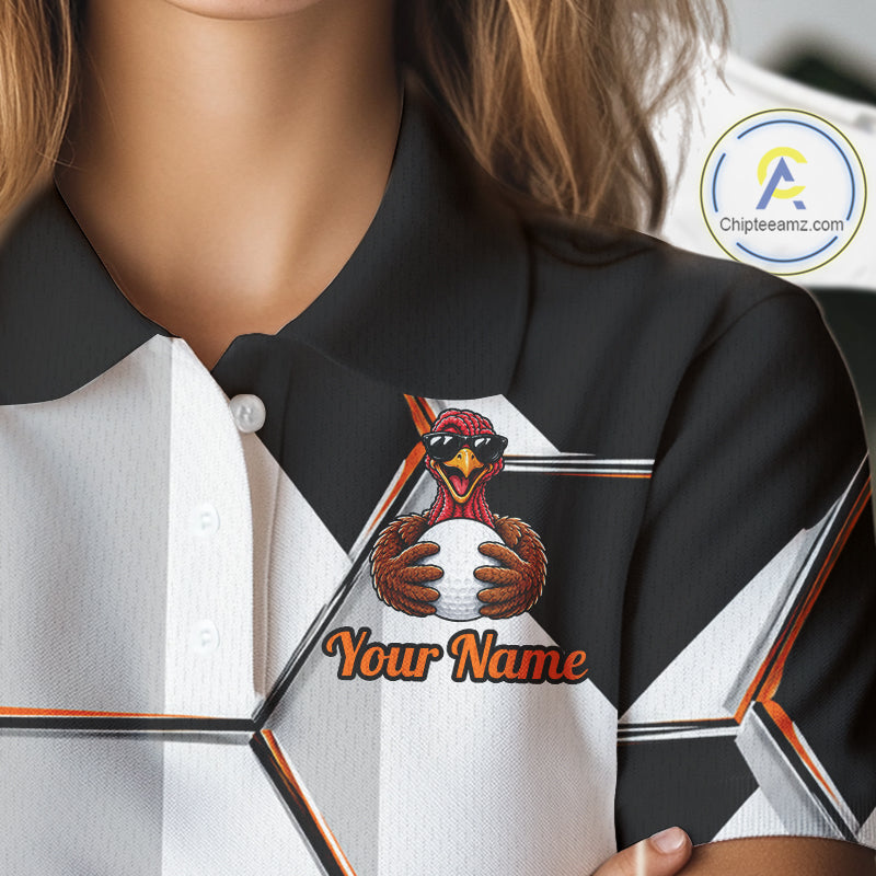 Personalized Thanksgiving Golf Shirt, Funny Team Golf Apparel, Custom Turkey Golf Polo Shirt