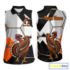 Personalized Thanksgiving Sleeveless Golf Shirt, Funny Team Golf Apparel, Custom Turkey Golf Polo Shirt