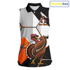 Personalized Thanksgiving Sleeveless Golf Shirt, Funny Team Golf Apparel, Custom Turkey Golf Polo Shirt