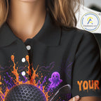 Personalized Spooky Halloween Golf Polo Shirt, Orange Purple Skull Dripping Slime Apparel