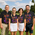 Personalized Spooky Halloween Golf Polo Shirt, Orange Purple Skull Dripping Slime Apparel