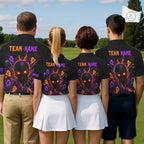 Personalized Spooky Halloween Golf Polo Shirt, Orange Purple Skull Dripping Slime Apparel