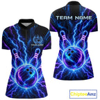 Electric Circuit Lightning Tournament Polo Shirt Custom Name, Personalized Bowling Team Shirts