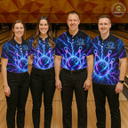 Electric Circuit Lightning Tournament Polo Shirt Custom Name, Personalized Bowling Team Shirts