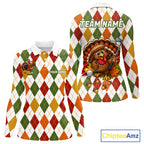 Turkey Golf Shirt Thanksgiving Argyle Golf Shirt, Custom Name Team Golf Top