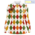 Turkey Golf Shirt Thanksgiving Argyle Golf Shirt, Custom Name Team Golf Top