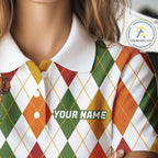 Turkey Golf Shirt Thanksgiving Argyle Golf Shirt, Custom Name Team Golf Top