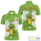 Custom Funny Alligator Drinking Beer Golf Polo Shirt Personalized Team Uniform