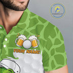Custom Funny Alligator Drinking Beer Golf Polo Shirt Personalized Team Uniform