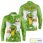 Custom Funny Alligator Drinking Beer Golf Polo Shirt Personalized Team Uniform