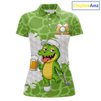 Custom Funny Alligator Drinking Beer Golf Polo Shirt Personalized Team Uniform