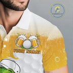 Custom Funny Alligator Drinking Beer Golf Polo Shirt Personalized Team Uniform