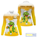 Custom Funny Alligator Drinking Beer Golf Polo Shirt Personalized Team Uniform