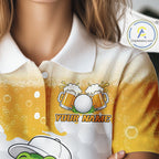 Custom Funny Alligator Drinking Beer Golf Polo Shirt Personalized Team Uniform