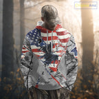 Deer Hunting 3D US Flag Camo Gray Grim Reaper Deer Skull Full Printing Custom Name Shirt