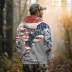 Deer Hunting 3D US Flag Camo Gray Grim Reaper Deer Skull Full Printing Custom Name Shirt