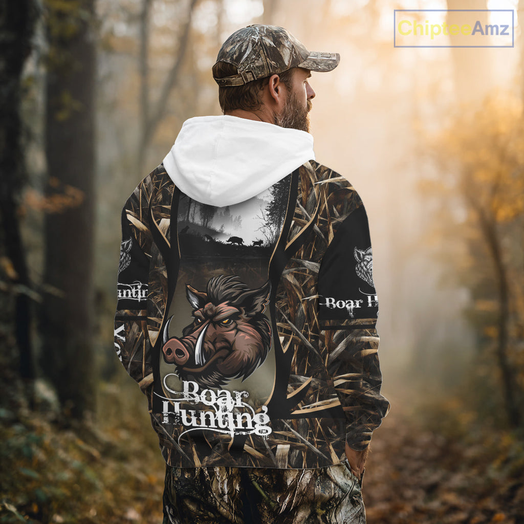 Personalized Wild Boar Hunting Camo 3D Print Custom Name Shirts, Hunting Gifts