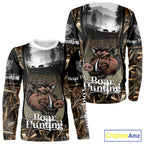 Personalized Wild Boar Hunting Camo 3D Print Custom Name Shirts, Hunting Gifts