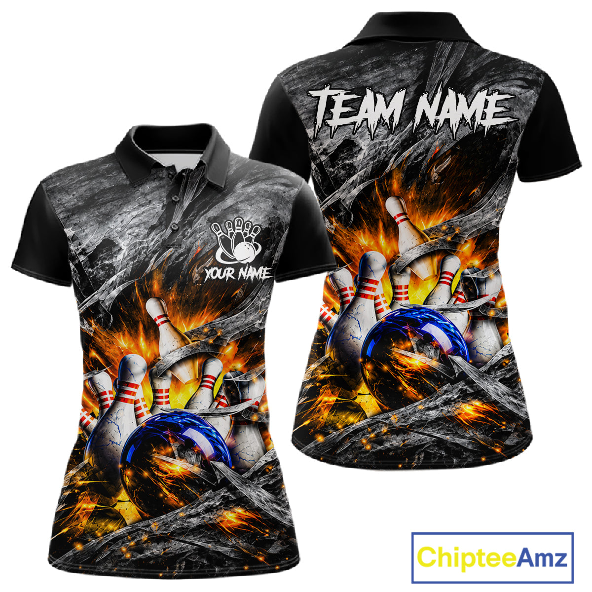 Custom Gray And Orange Flame Bowling Jerseys, Bowling League Shirt Bowlers Jerseys